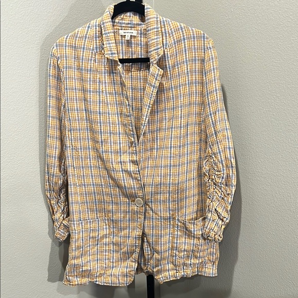 Max Studio Yellow and Blue Lightweight blazer - Picture 1 of 3